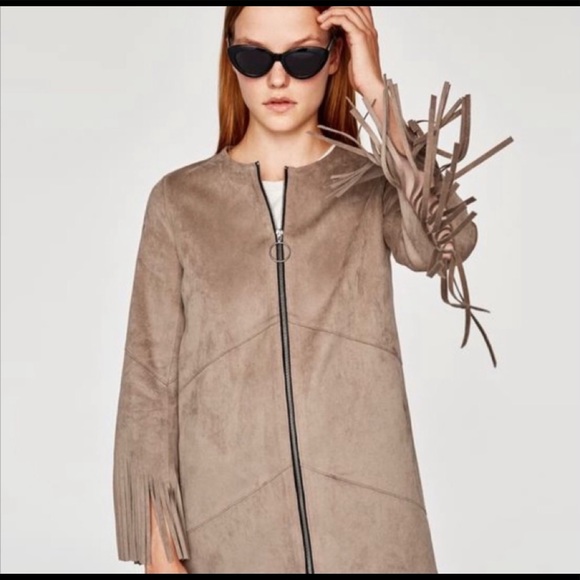 Zara faux suede fringe jacket - Picture 2 of 12